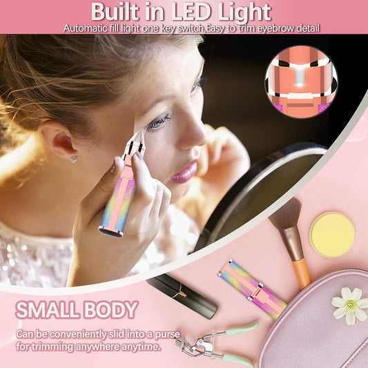 Portable Precision Electric Eyebrow Trimmer with Built-in LED Light – Compact & Travel-Friendly Grooming Tool