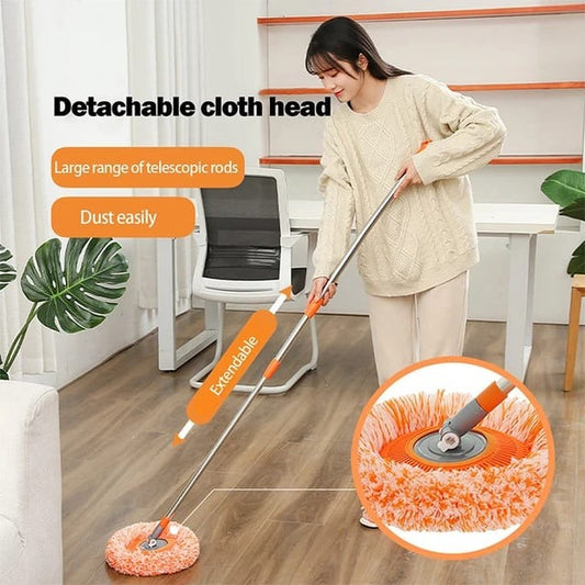 360° Rotating Microfiber Mop | Round Shape | Extendable Adjustable Stick | Floor Cleaning Accessories for Home - Length 36 Inch