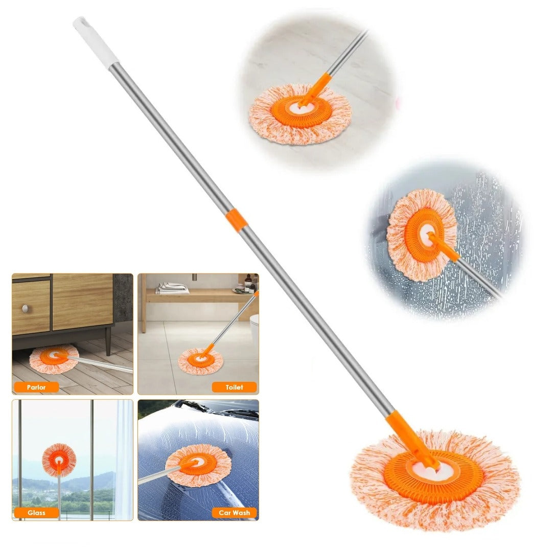 360° Rotating Microfiber Mop | Round Shape | Extendable Adjustable Stick | Floor Cleaning Accessories for Home - Length 36 Inch