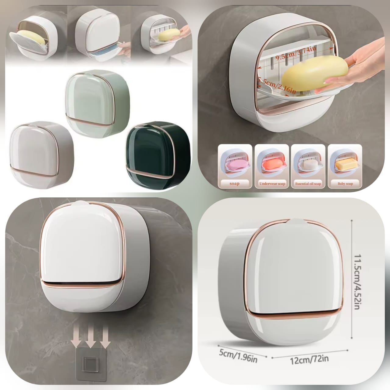 1PC Soap Box Wall Mounted Light Luxury Soap Holder Punch Free Drain Laundry Soap Box Easy Cleaning | Random Colour