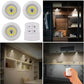 Pack of 3 LED Remote Control Tap Lights | Self-Adhesive Cabinet, Wardrobe & Kitchen Lights