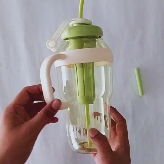 Ice Cream Water Bottle with Straw & Tea Infuser | 1400ml  |  | Large Capacity Gym & Summer Drink Bottle | Random color